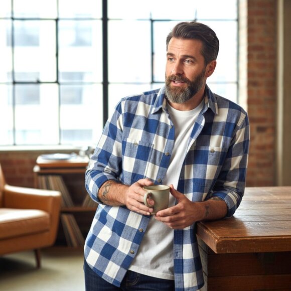 Sonoma Men’s XXL Supersoft Flannel Shirt – Blue & White Check NWT - Picture 1 of 10